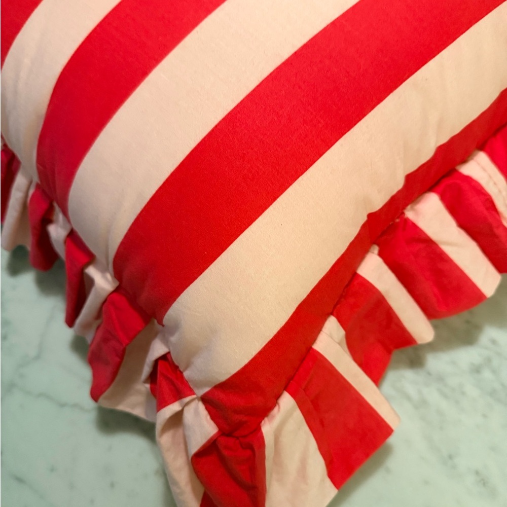 Red and Pink Striped Pillow